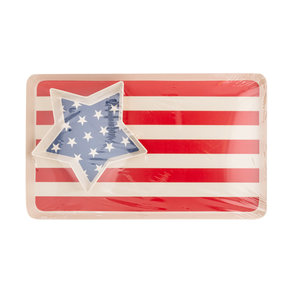 American Flag Stacked Reusable Bamboo Serving Tray Set