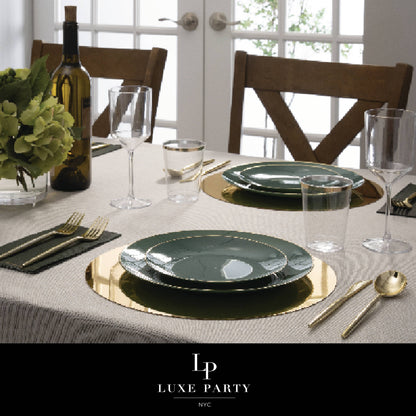 Eucalyptus Green with Gold Dinner Plates - Plastic