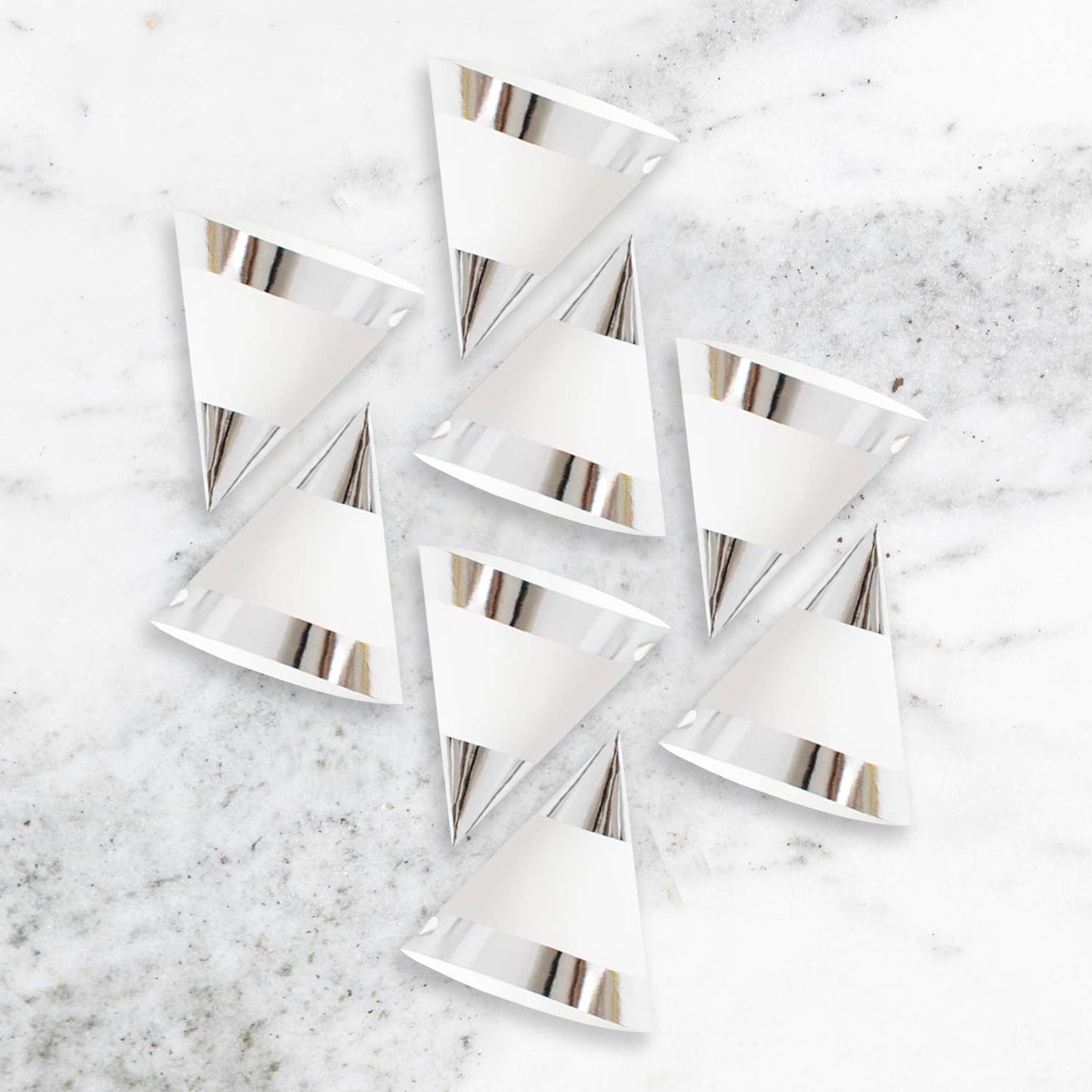 Mini White and Silver Party Hats - Set of 8 Kids Birthday, NYE