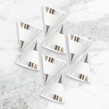 Mini White and Silver Party Hats - Set of 8 Kids Birthday, NYE