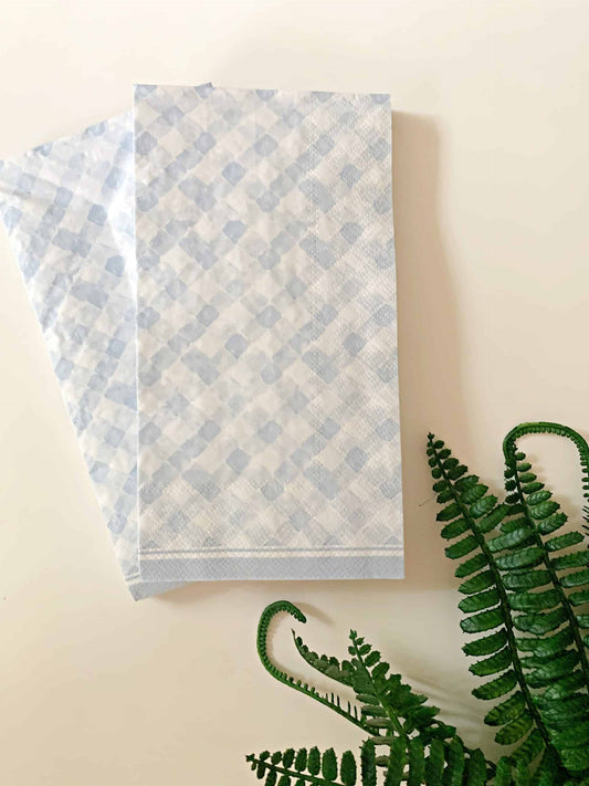 Ice Blue Gingham Dinner Napkins