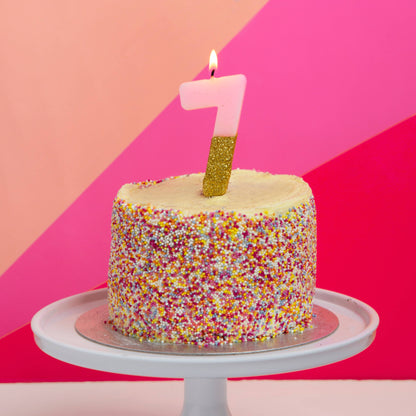 Pink & Gold Glitter Number 1 Birthday Candle | First Birthday Cake Candle