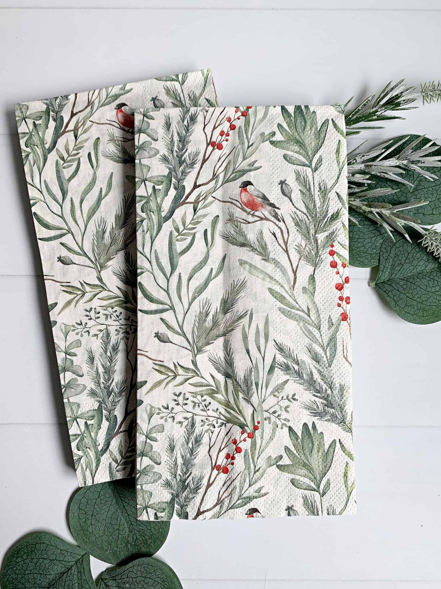 Cream with Winter Botanicals Dinner Napkins