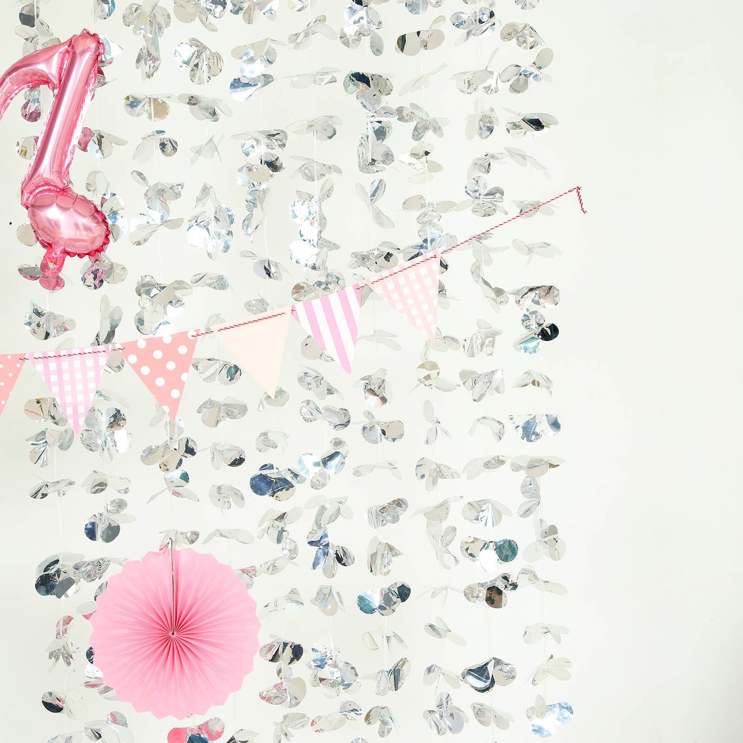 Silver Floral Backdrop Curtain - Photo Booth Background for Weddings & Parties (6ft x 5.75ft)