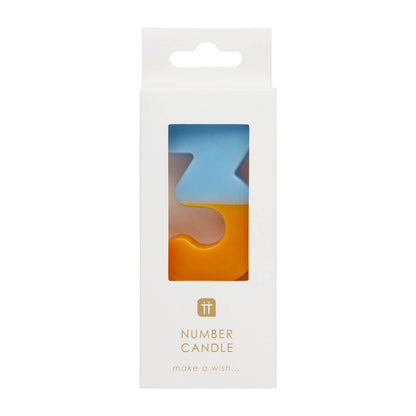 Number 3 Birthday Candle - Orange Third Birthday Cake Topper