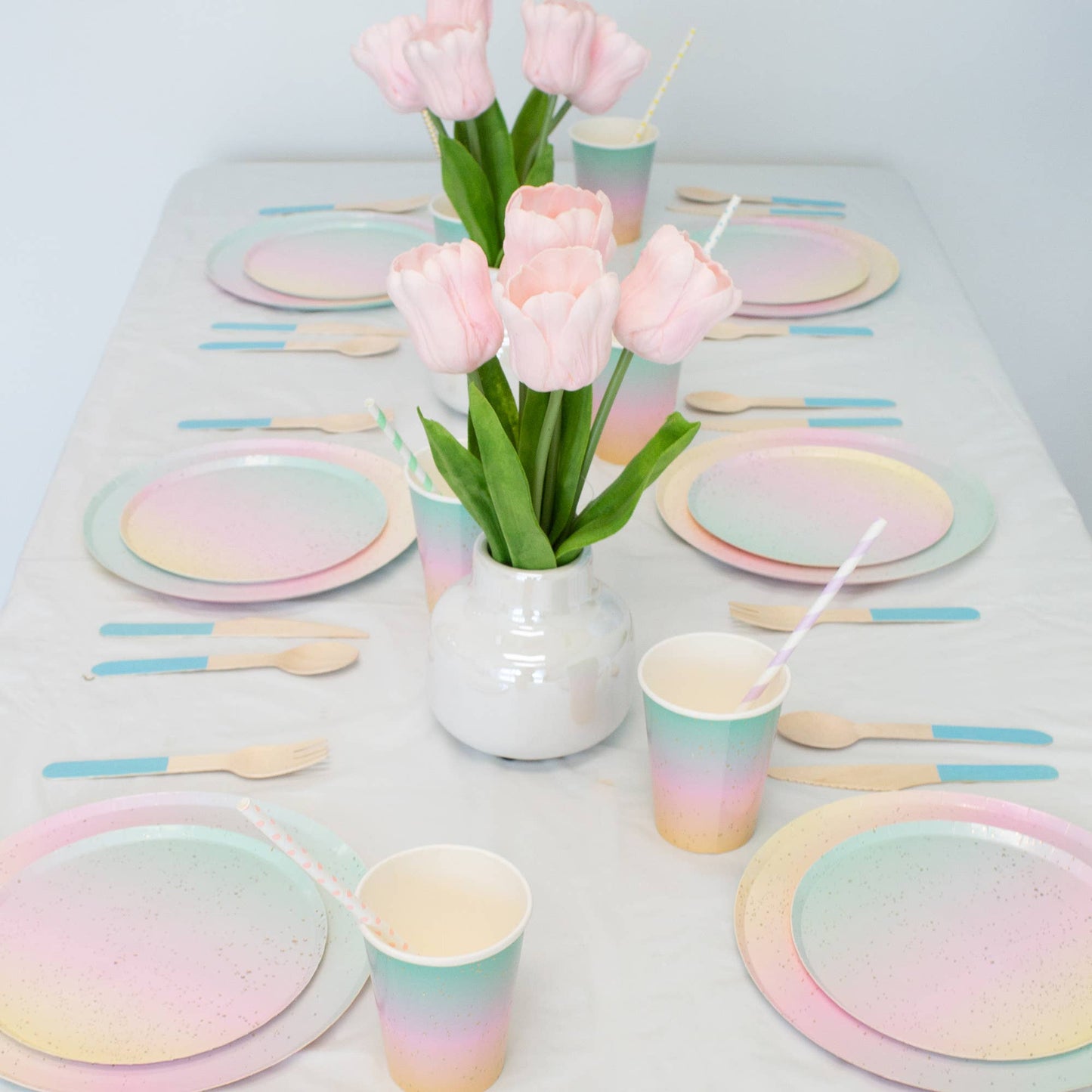 Pastel Rainbow Ombre Paper Cups (Set of 8)