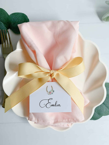 Derby Flat Place Cards Ivory and Blush Horseshoe