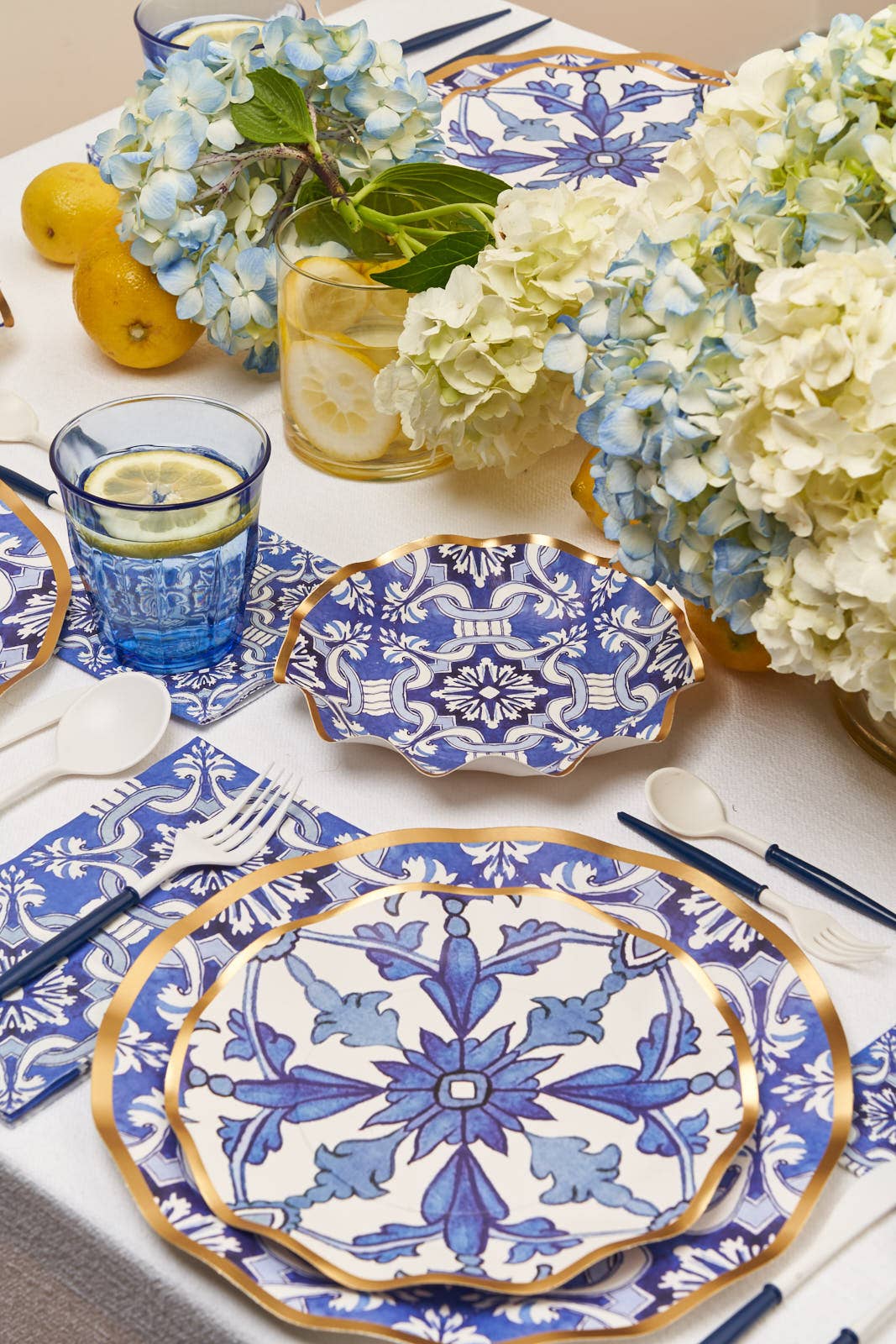 Moroccan Blue Paper Dinner Plates