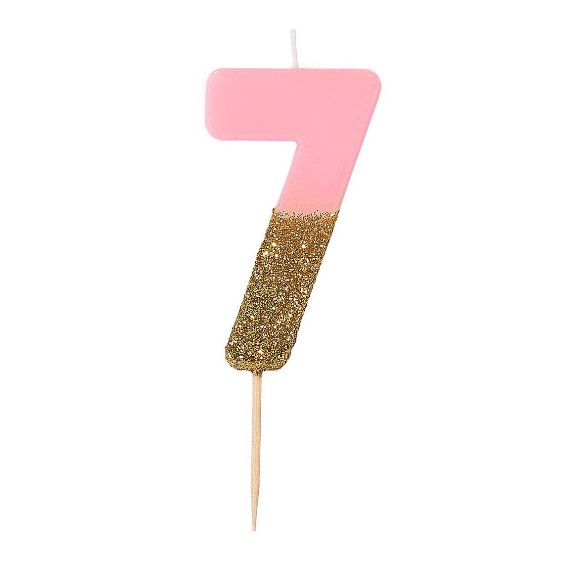 Pink Number Candles - Gold Glitter