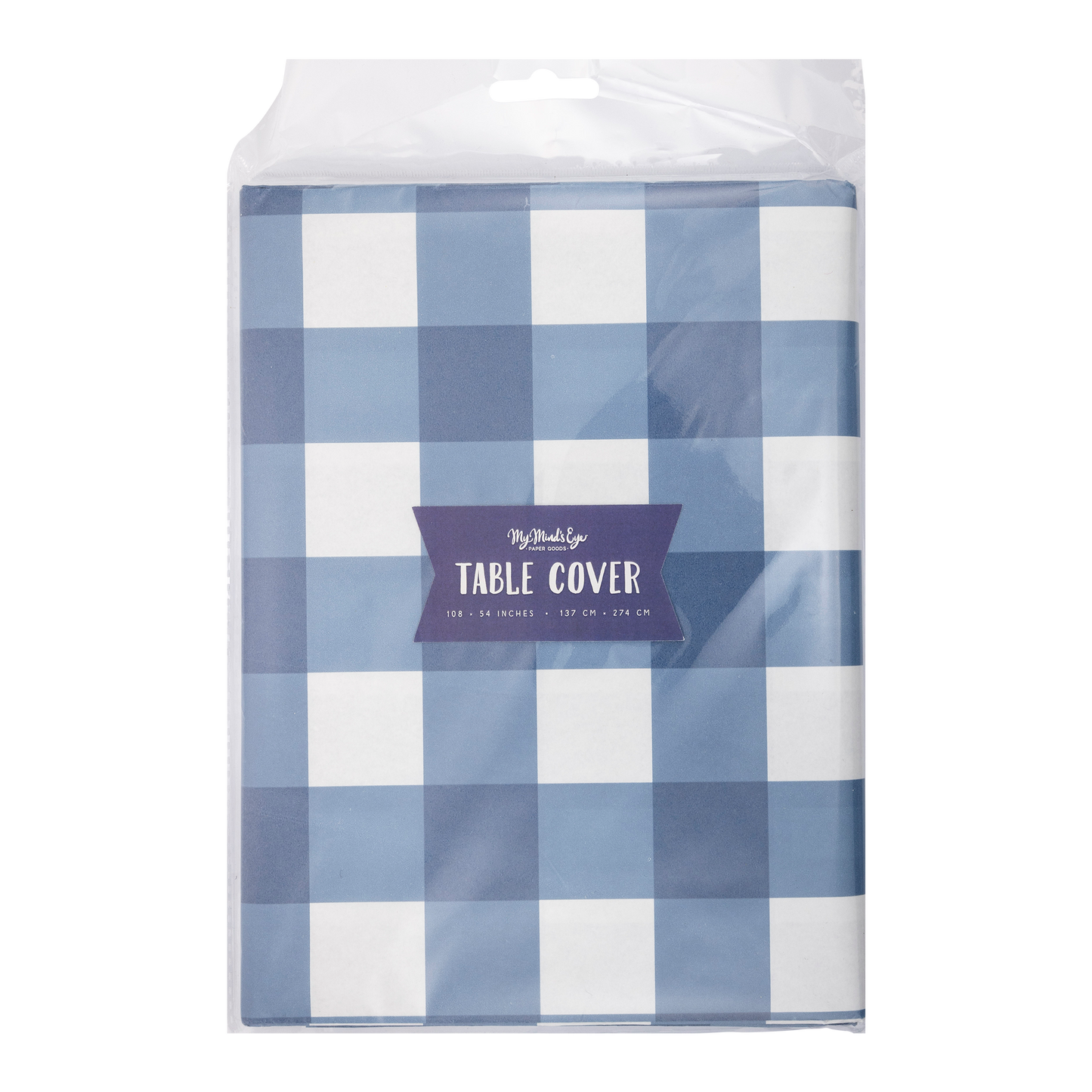 Blue Gingham Tablecloth - 54x108 Paper Table Cover for Parties, Weddings & Baby Showers