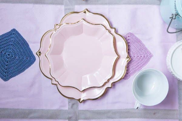 Blush Pink Cake Plates with Gold Edge