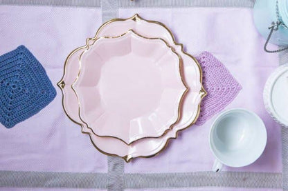 Blush Pink Cake Plates with Gold Edge