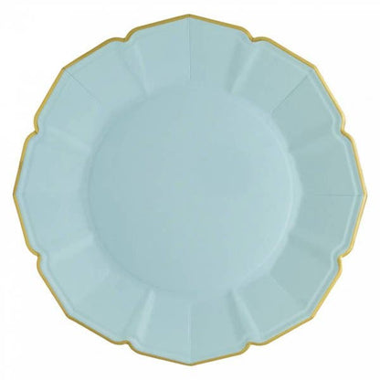Light Blue Dinner Plates with Gold Edge