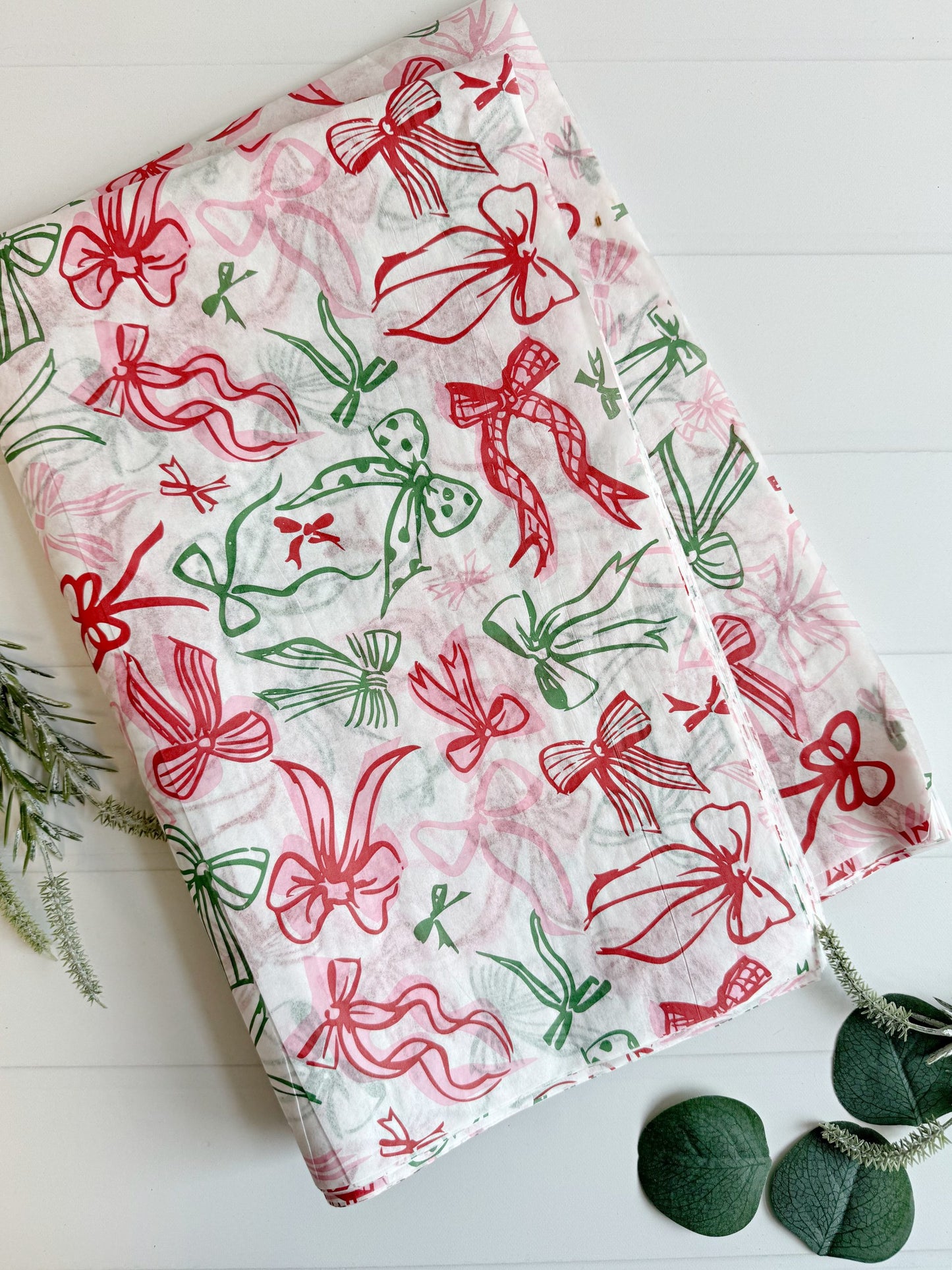 Christmas Bows Tissue Paper - Pink, Red and Green