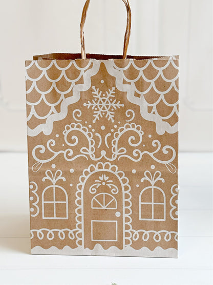 Medium Gingerbread Cottage Favor & Gift Bags - Set of 5