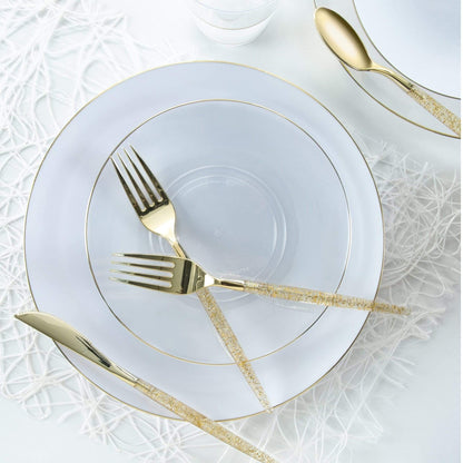 Round Clear with Gold Edge Dessert Plates