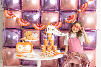 Hot Pink & Orange Scalloped Fan Bunting Banner - Citrus Baby Shower Party Decoration