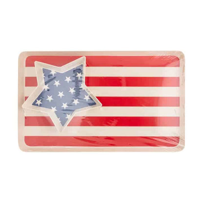 American Flag Stacked Reusable Bamboo Serving Tray Set