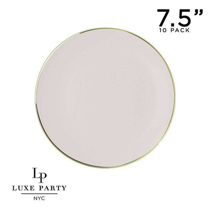 Linen Beige & Gold Plastic Plates Set 40 Pack - 20 Dinner & 20 Salad Plates for Weddings