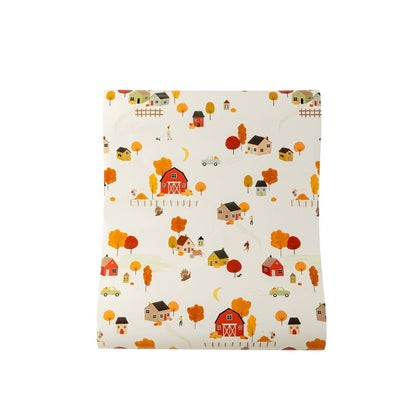 Harvest Fall Scene Paper Table Runner