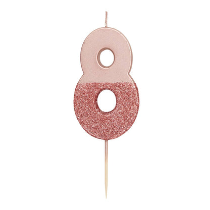 Rose Gold Glitter Number 1 Birthday Candle | First Birthday Cake Topper | 3" Tall Candle