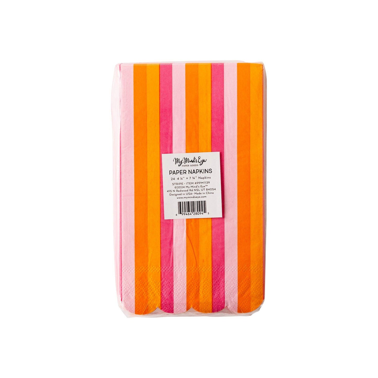 Hot Pink & Orange Scalloped Dinner Napkins
