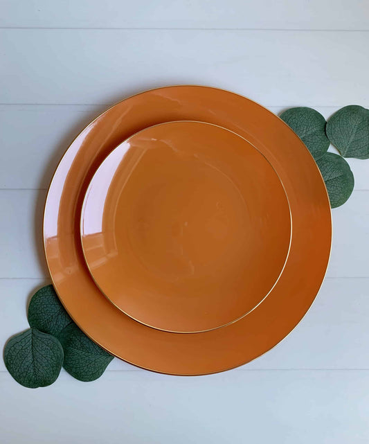 Amber Pumpkin with Gold Edge Dessert Plates 7.25"