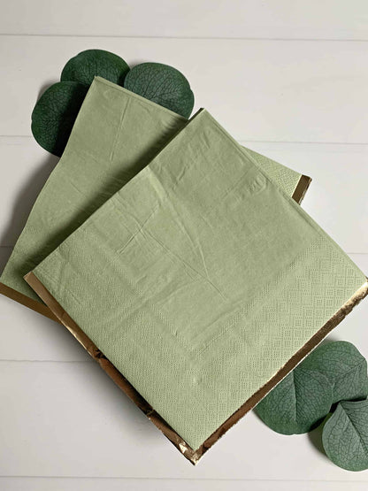 Sage Green With Gold Foil Edge Napkins