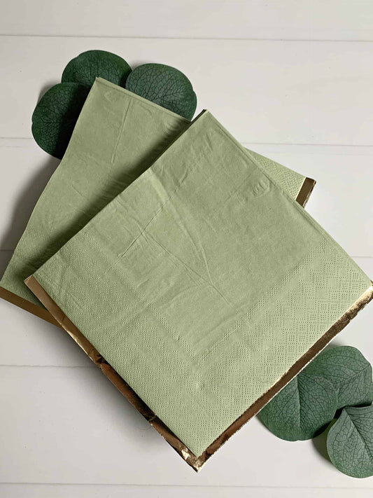 Sage Green With Gold Foil Edge Napkins