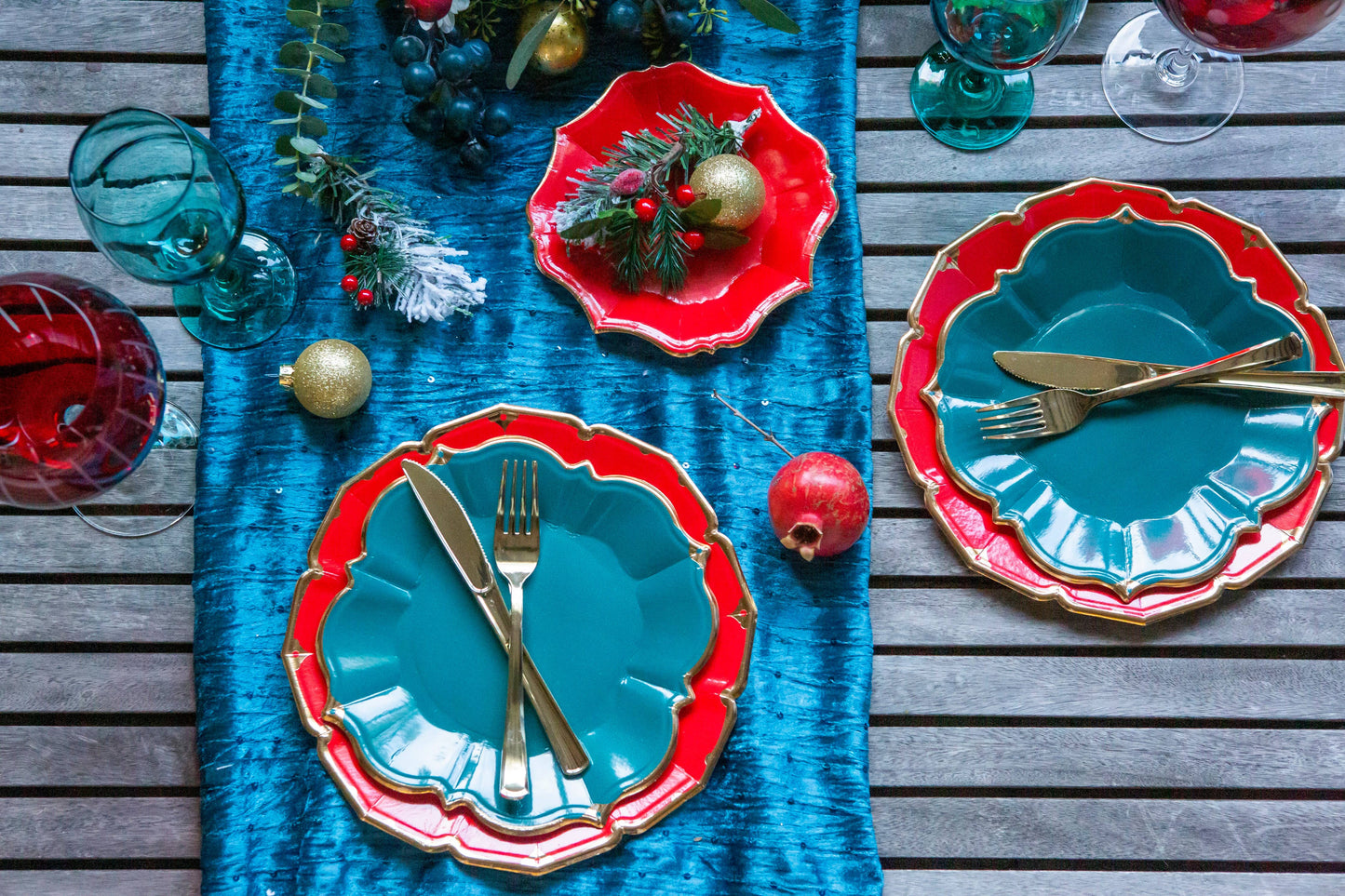 Red Scalloped Dinner Plates