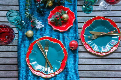 Red Scalloped Dinner Plates