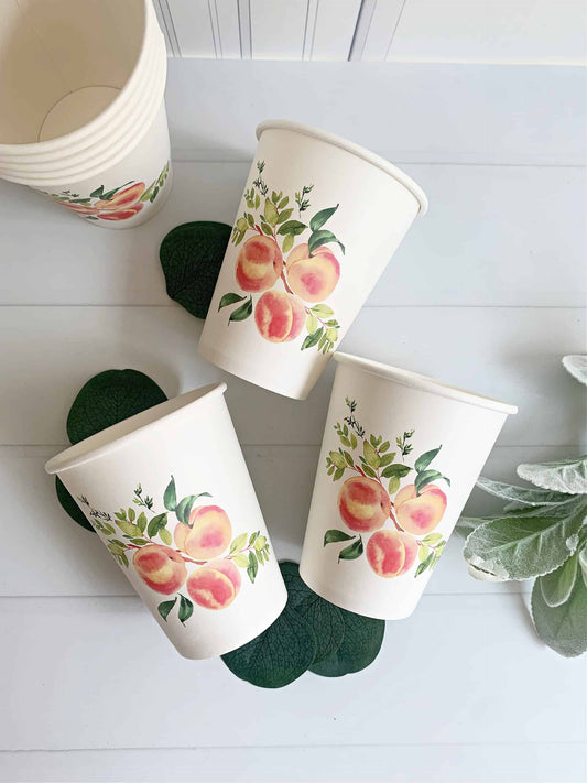 Peach Paper Cups - 12 ounce - Set of 8