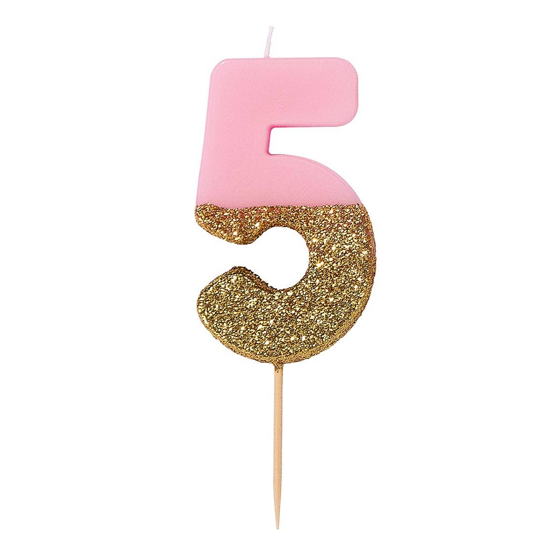 Pink & Gold Glitter Number 1 Birthday Candle | First Birthday Cake Candle