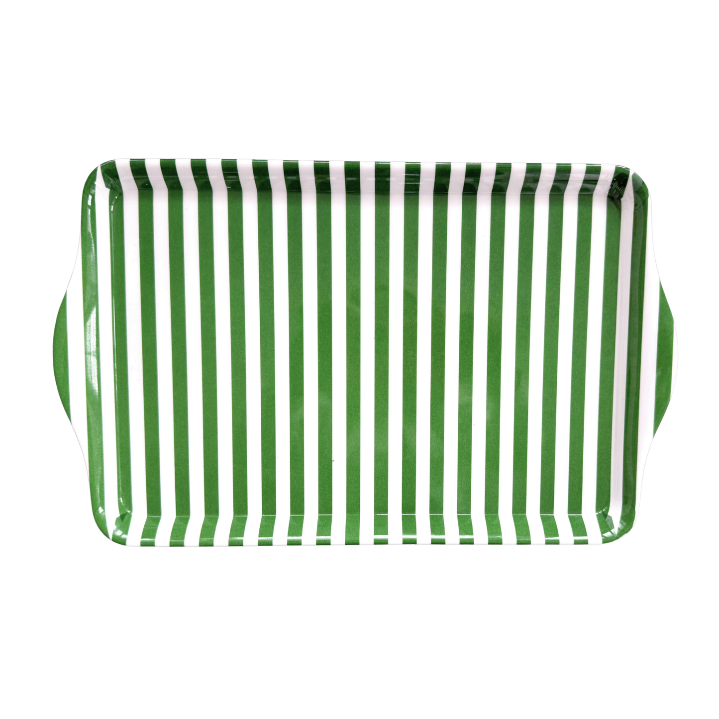 15" Green Stripe Melamine Serving Tray with Handles — Charcuterie & Party Platter