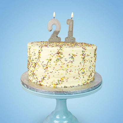 Number 5 Birthday Candle - Silver Glitter | Cake Topper