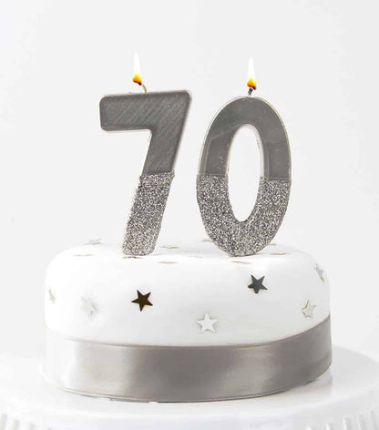Number 3 Birthday Candle - Silver Glitter | Cake Topper