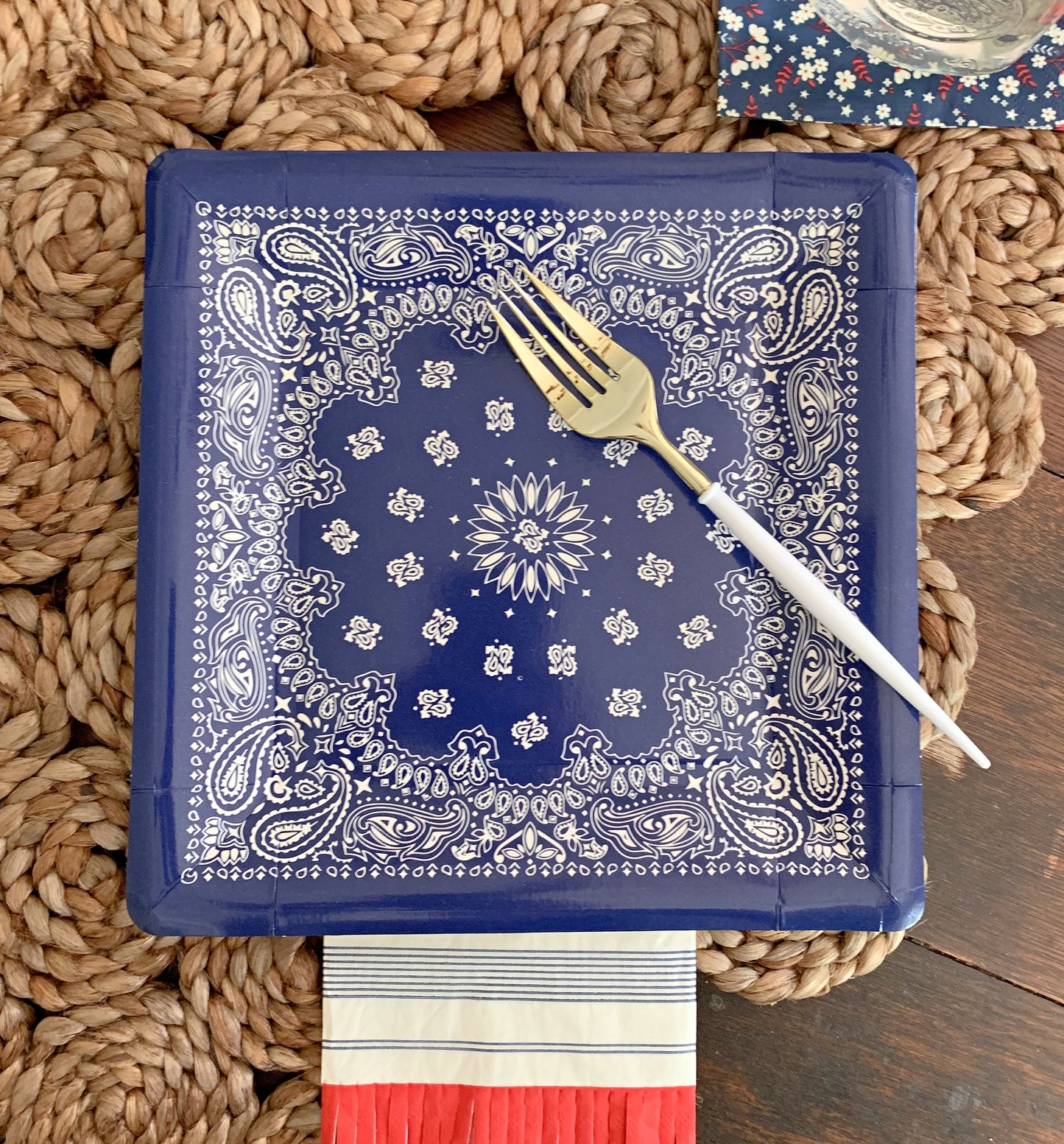 Blue Bandana Paper Plates