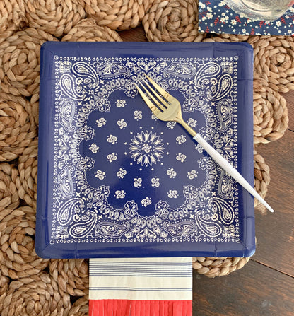 Blue Bandana Paper Plates