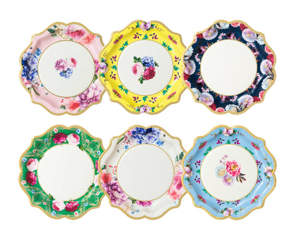 Tea Party Chintz Paper Plates - Floral 8 Inch Plates for Alice in Wonderland & Baby Showers (12-Pack)