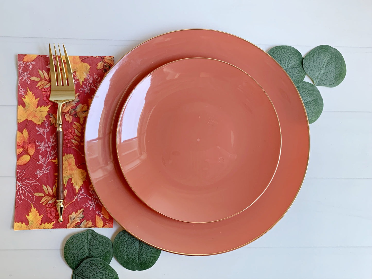 Soft Terracotta with Gold Edge Dessert Plates 7.25"