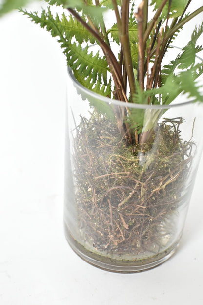 25" Faux Forest Fern in Glass Vase