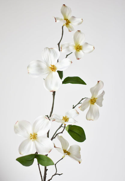 29" Faux Dogwood Branch Stem White