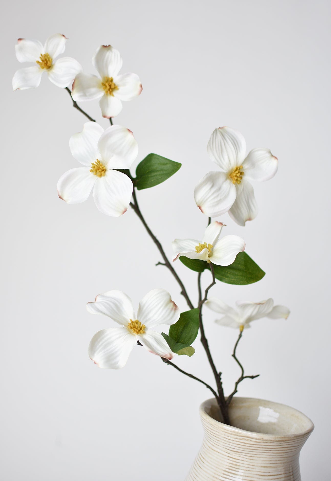 29" Faux Dogwood Branch Stem White