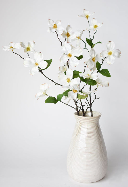 29" Faux Dogwood Branch Stem White