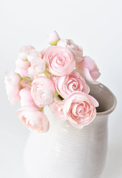 10" Faux Pale Pink Ranunculus Stem Bundle