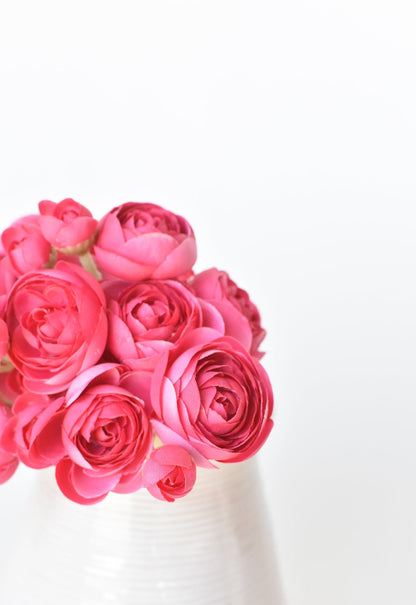 10.5" Faux Dark Pink Ranunculus Stem Bundle