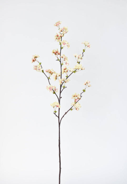36" Faux Quince Blossom Apricot Cream Stem Flowering Branch