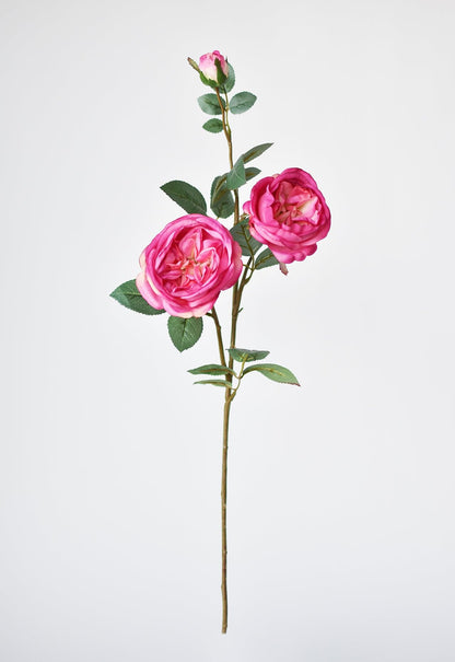 29" Faux Fuchsia Cabbage Rose Stem
