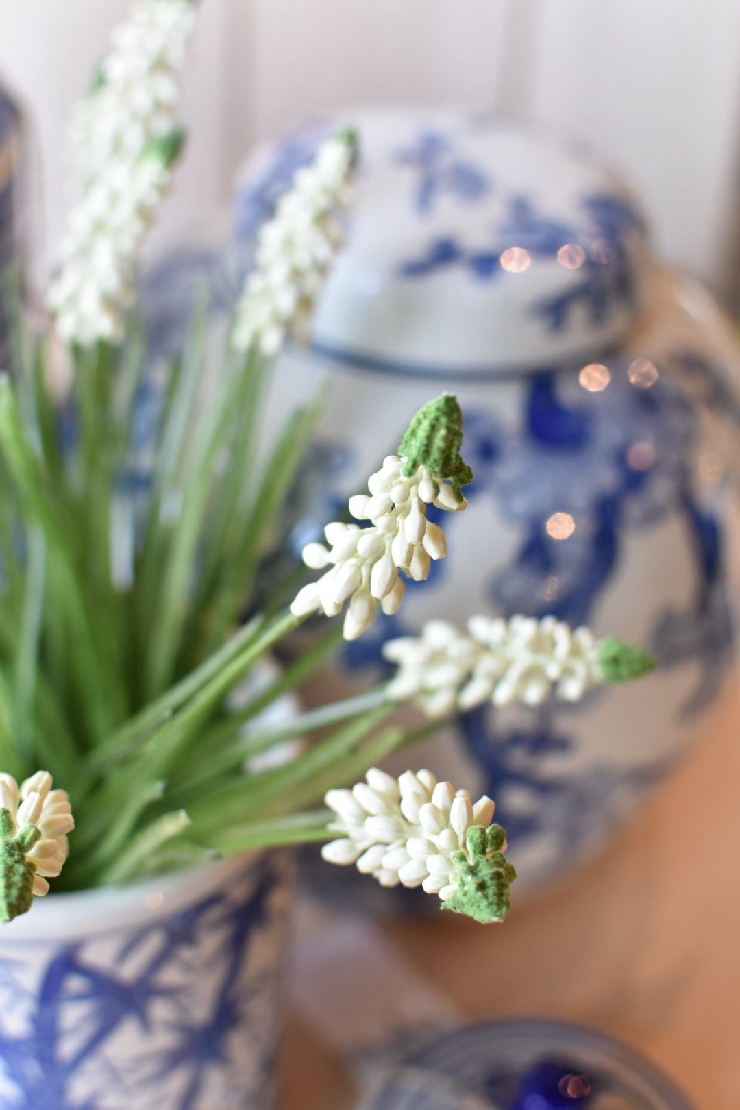 12.5" Faux White Muscari Bush Grape Hyacinth
