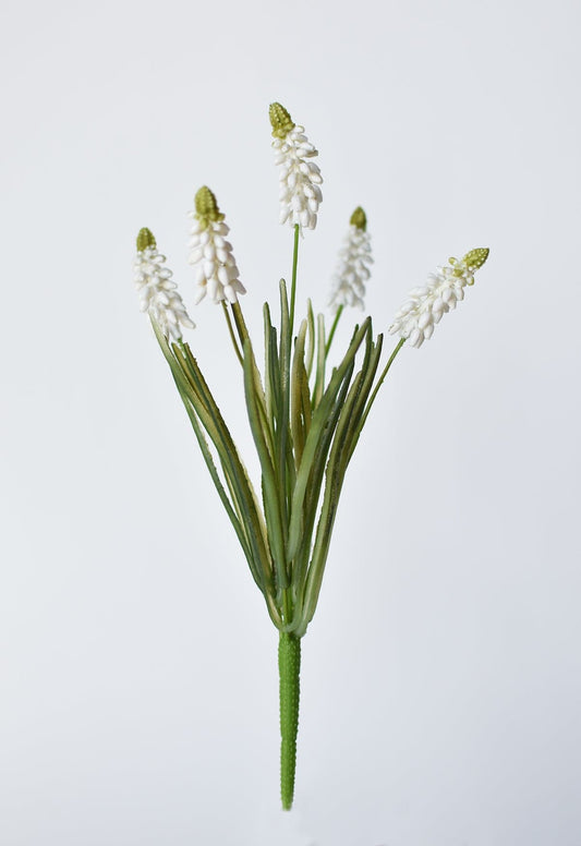 12.5" Faux White Muscari Bush Grape Hyacinth